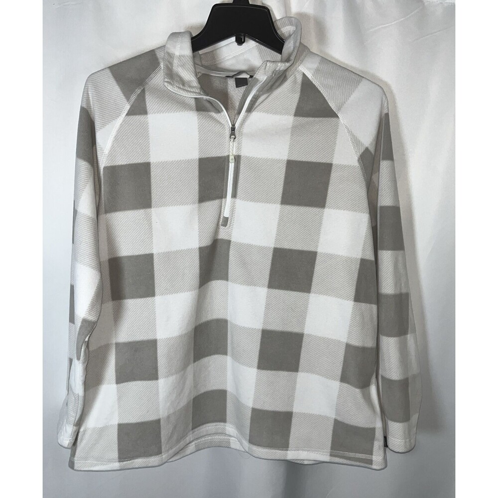 Eddie Bauer Woman’s Quest Fleece 1/4 Zip Printed Beige 1X 100% Polyester